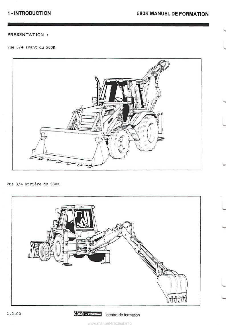 Quatrième page du Manuel de formation CASE 580K