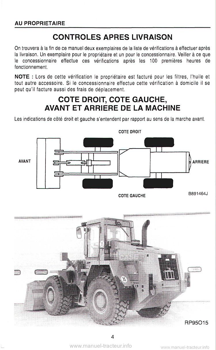 Sixième page du Manuel opérateur chargeuse CASE 621B-721B