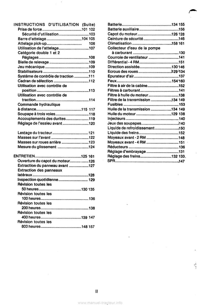 Quatrième page du Manuel de l'opérateur tracteur Case 1394