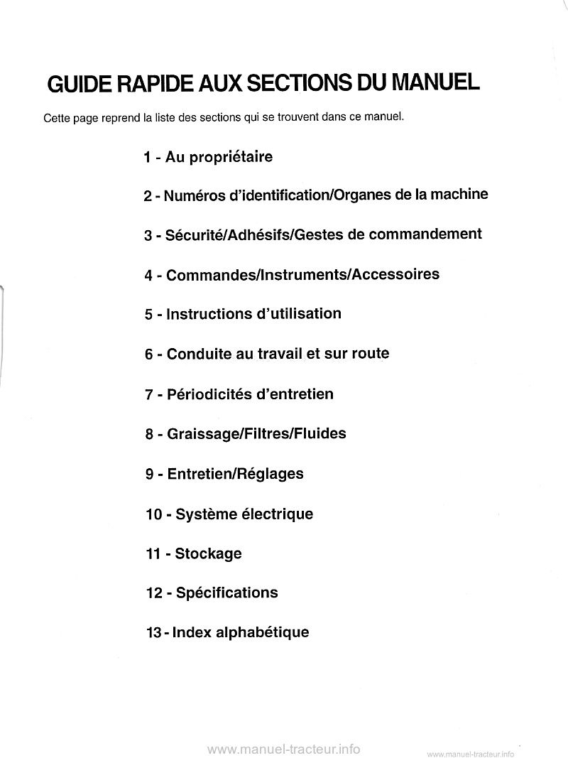 Deuxième page du Manuel opérateur chargeuse pelleteuse CASE 580 590 695 SUPER R SR