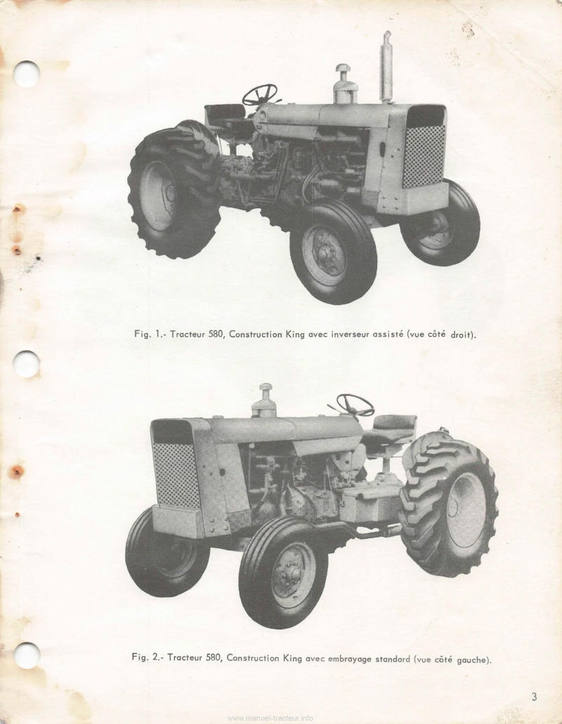 Troisième page du Manuel opérateur tracteur Case 580 CK