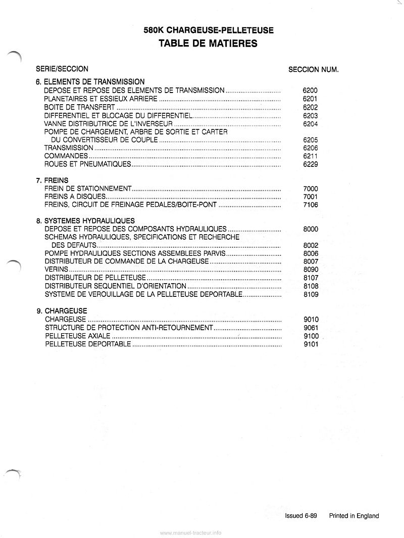 Troisième page du Manuel réparation Case 580K