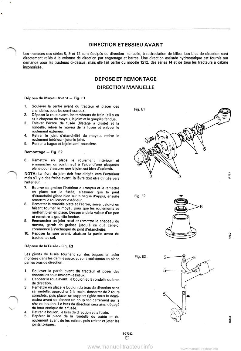 Quatrième page du Manuel réparation direction et essieu avant tracteurs David Brown 885 990 995 996 1210 1212 1410 1412