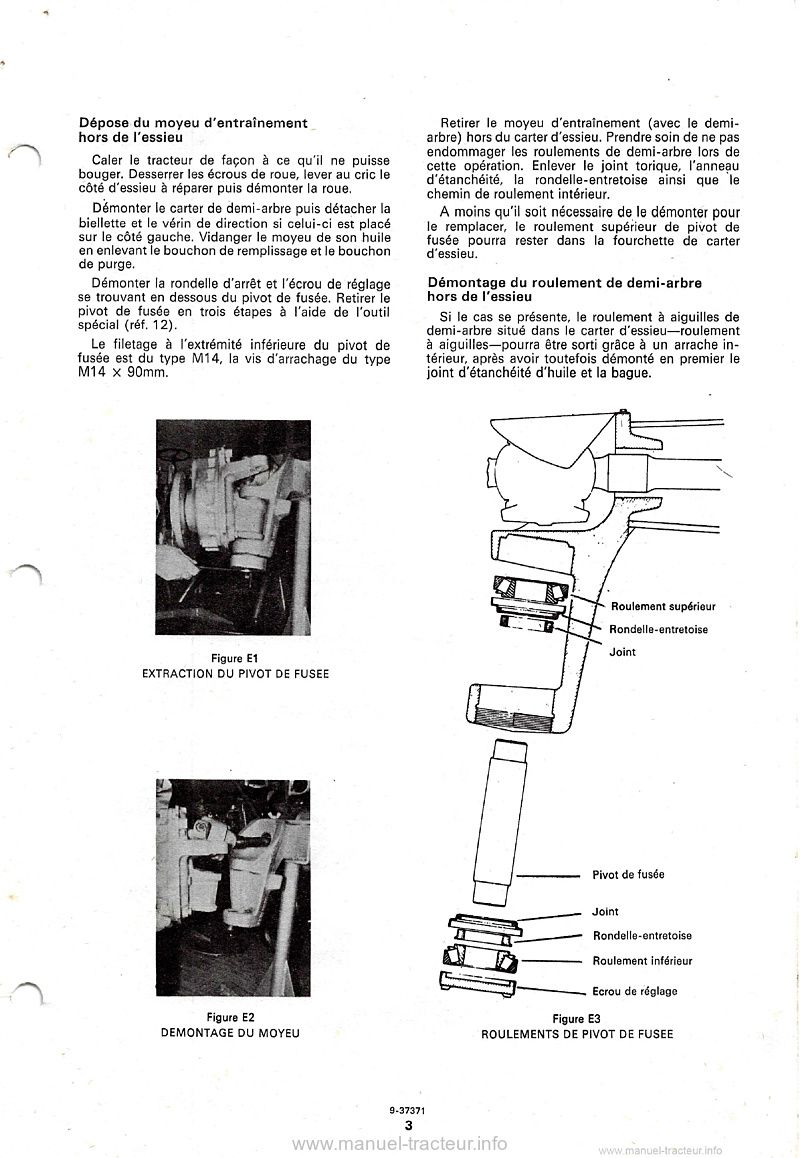 Troisième page du Manuel Réparation essieu avant et direction tracteur David Brown 1210 4WD MK2 