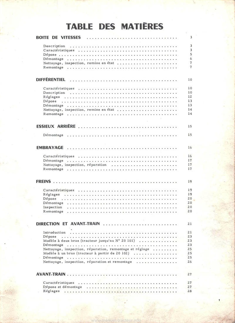 Troisième page du Manuel de service tracteur Mc Cormick International B-250 Chassis