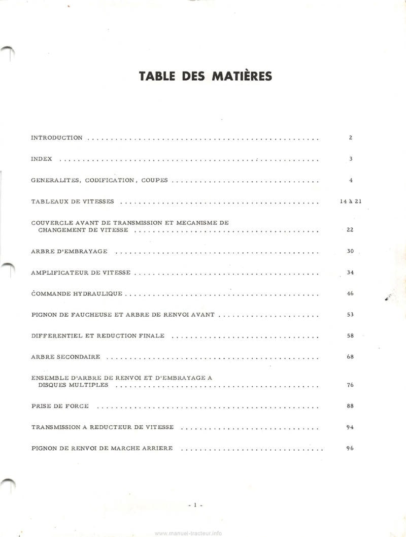 Deuxième page du Manuel service IH McCormick tracteurs 323 353 423 Transmission 