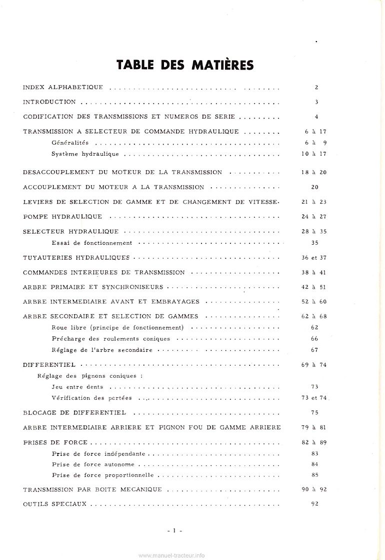 Deuxième page du Manuel de service Transmission McCormick International 523 624