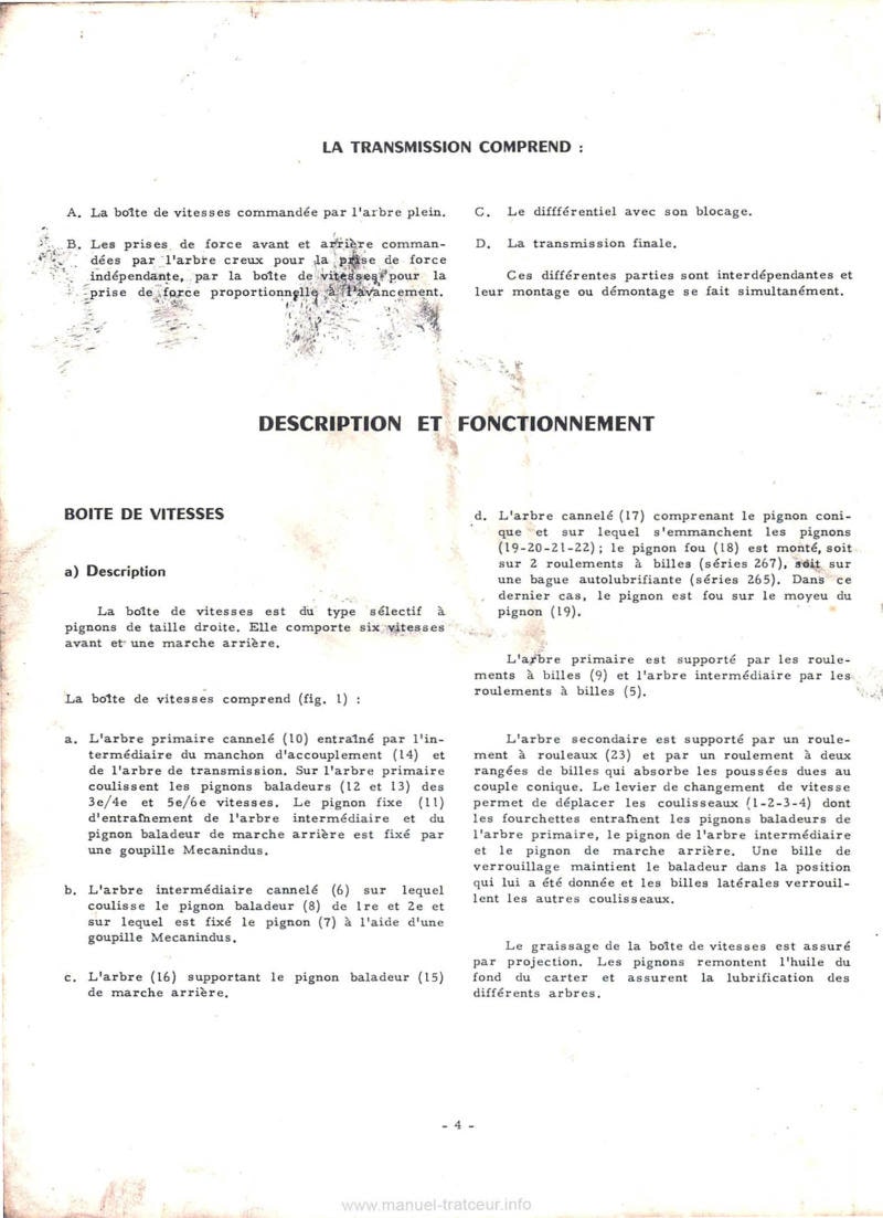 Quatrième page du Manuel de service tracteurs Mc Cormick IH 265 267 Chassis (transmission, embrayage, freins, direction)