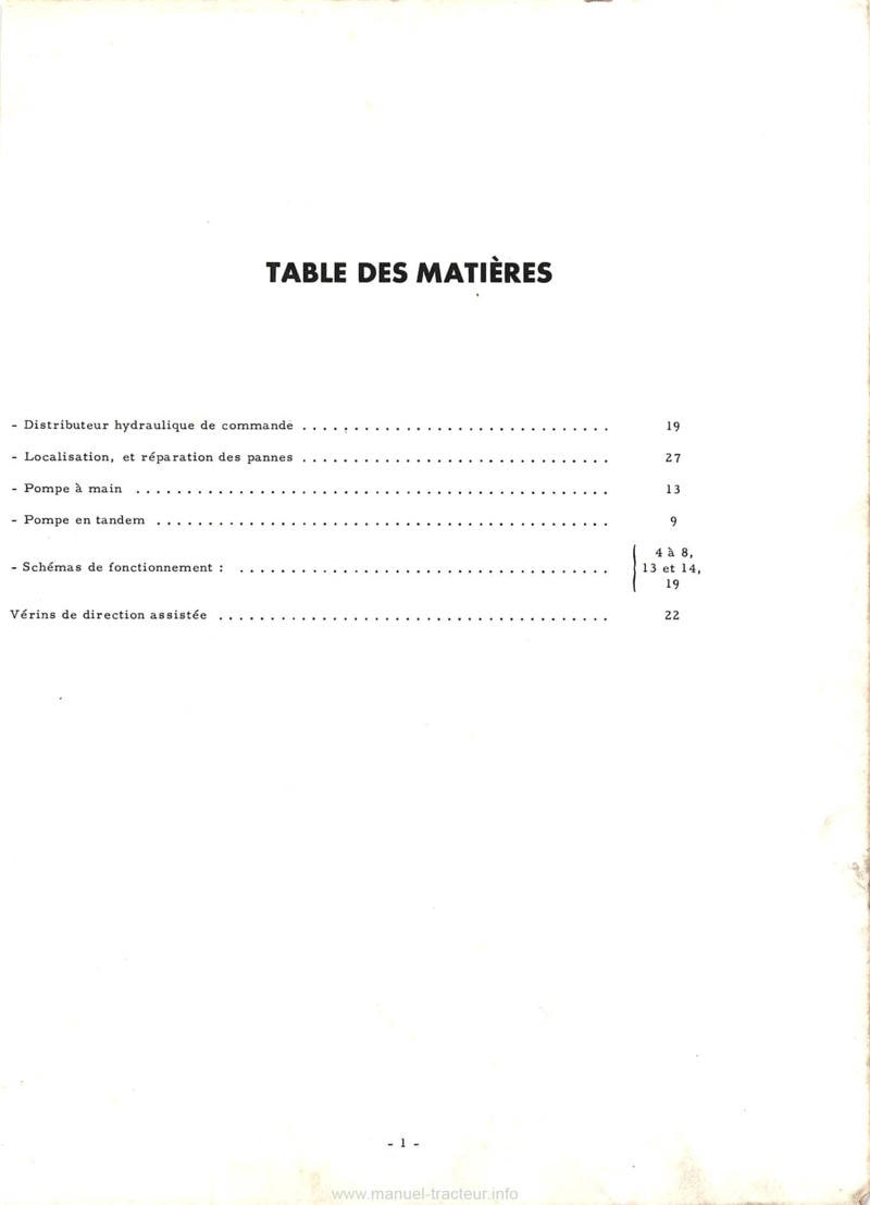 Deuxième page du Manuel de service tracteurs Mc Cormick International 523 624 direction hydrostatique