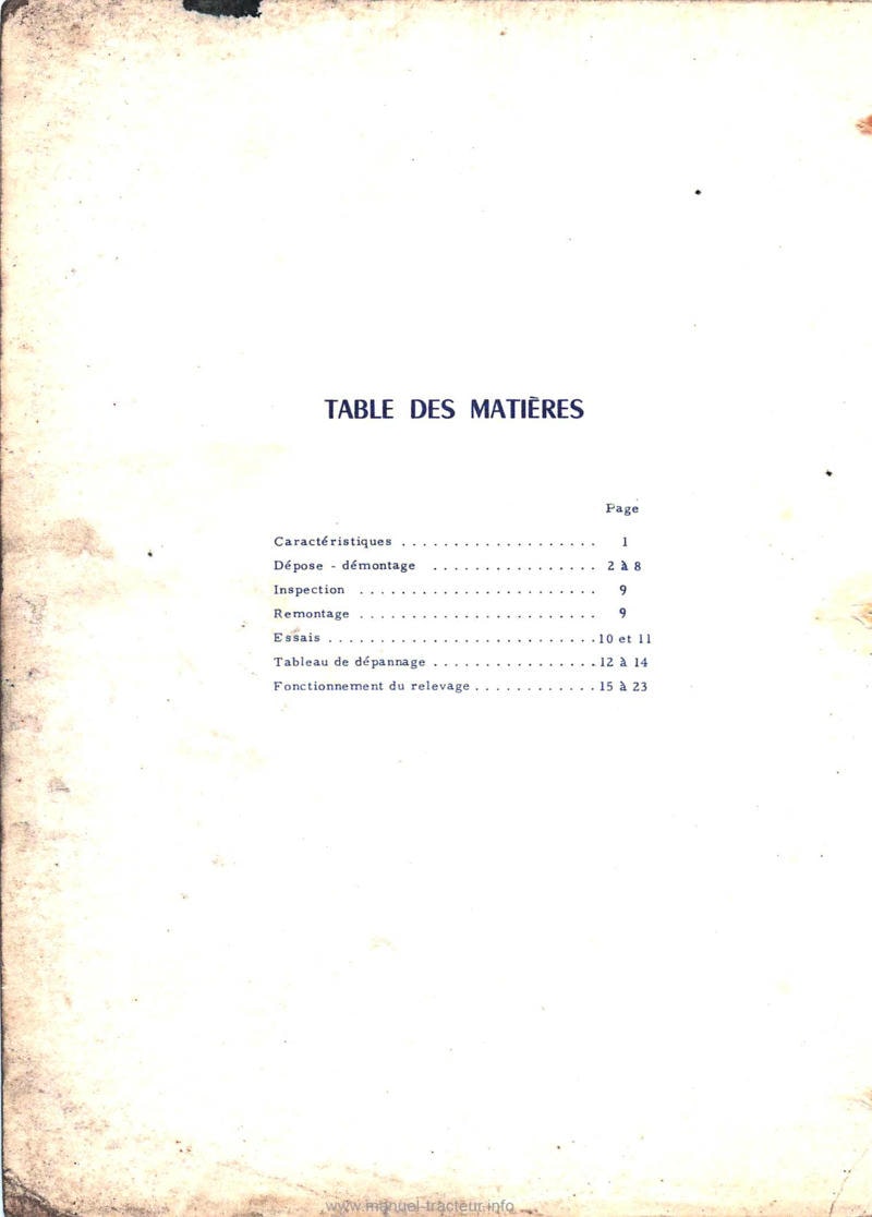 Deuxième page du Manuel de service tracteurs Mc Cormick International Relevage hydraulique MODULOR 