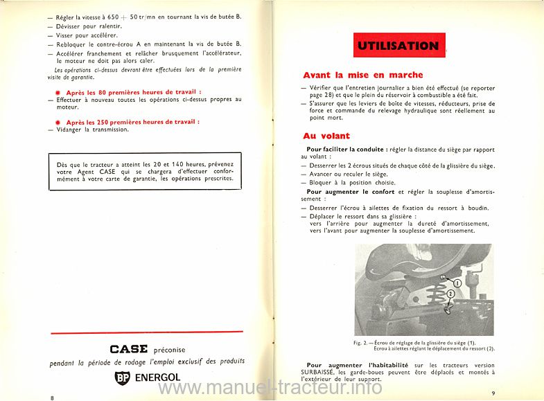 Sixième page du Notice entretien CASE CF 250 350