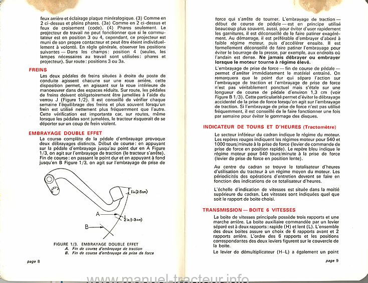 Sixième page du Livret d'instructions tracteurs David Brown 880 Implematic et Implematic Drive