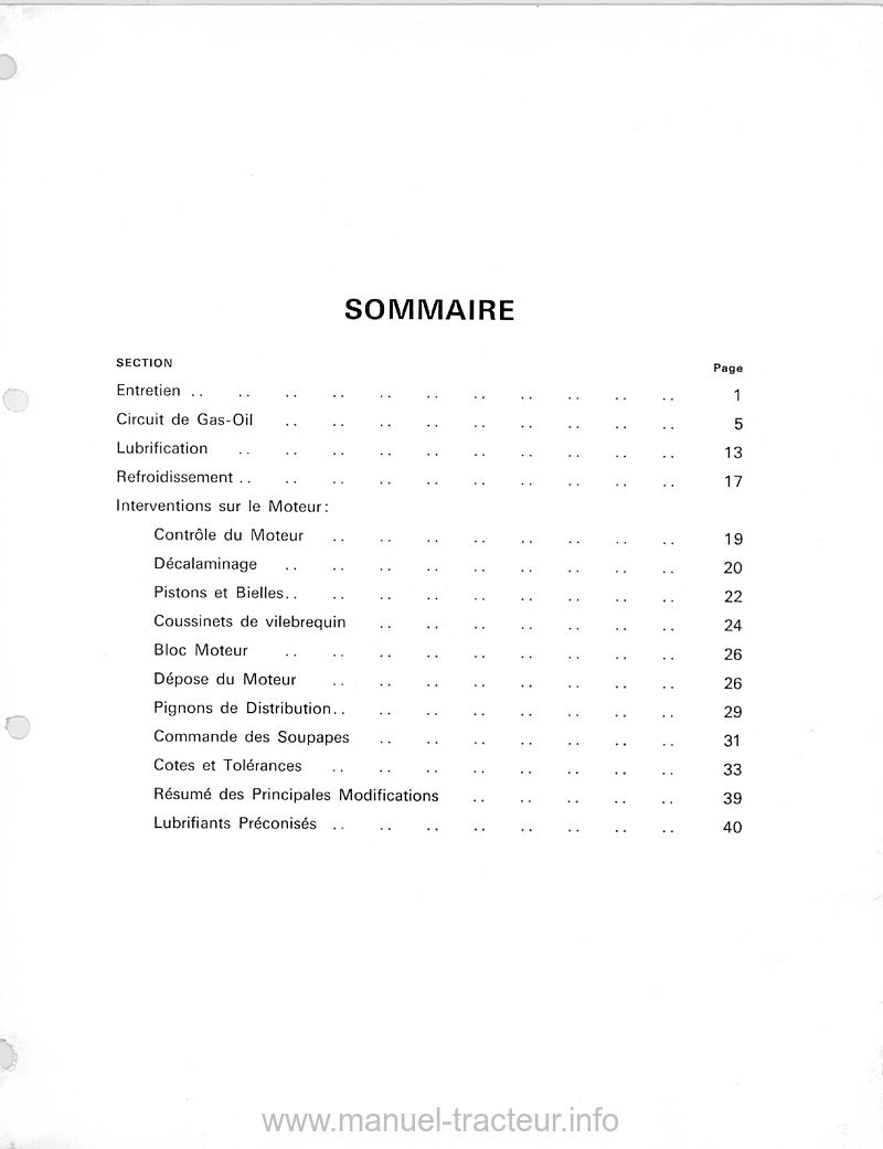 Deuxième page du Manuel réparation Moteur 3 cylindres DAVID BROWN