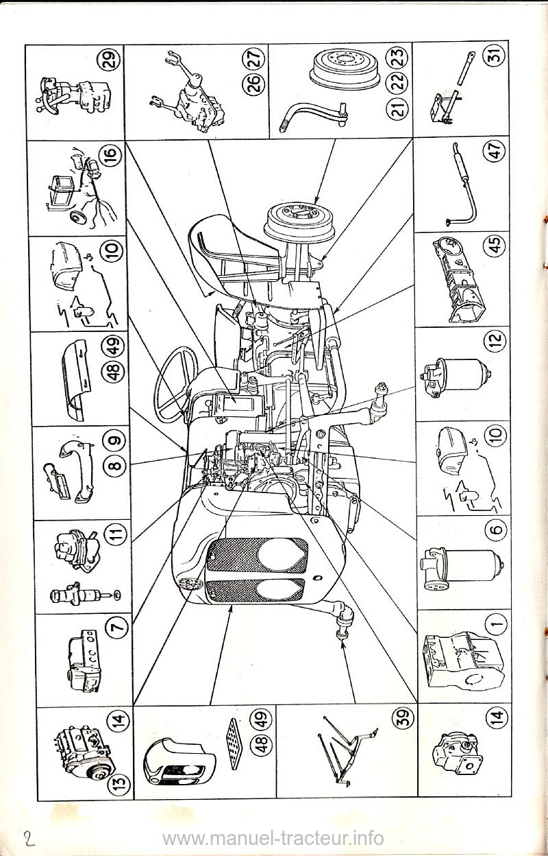 Quatrième page du Catalogue de pièces détachées des tracteurs Ford Dexta et Super Dexta 1965