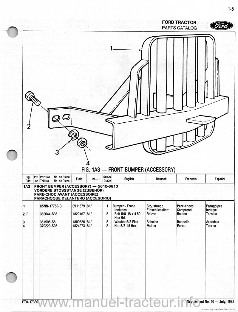 Cinquième page du Catalogue pièces détachées Ford 55610 5900 6610 6710 7610 7710