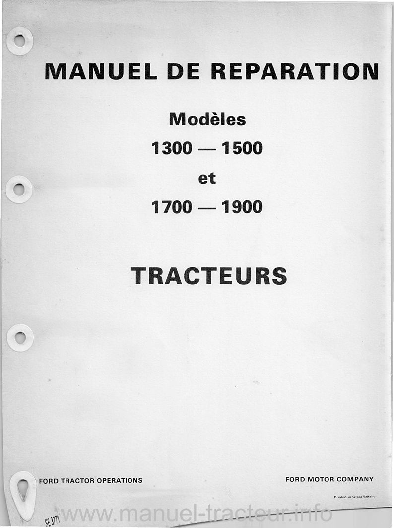 Deuxième page du Manuel d'atelier Ford 1300 1500 1700 1900