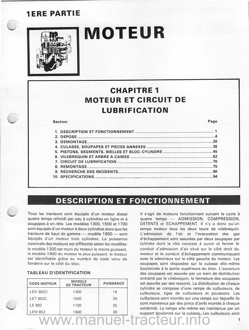 Cinquième page du Manuel d'atelier Ford 1300 1500 1700 1900