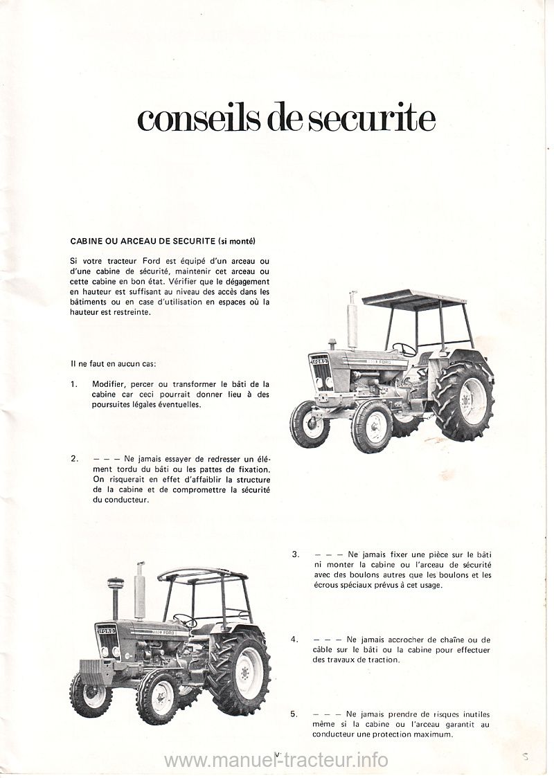 Sixième page du manuel utilisation FORD 5600 6600 7600