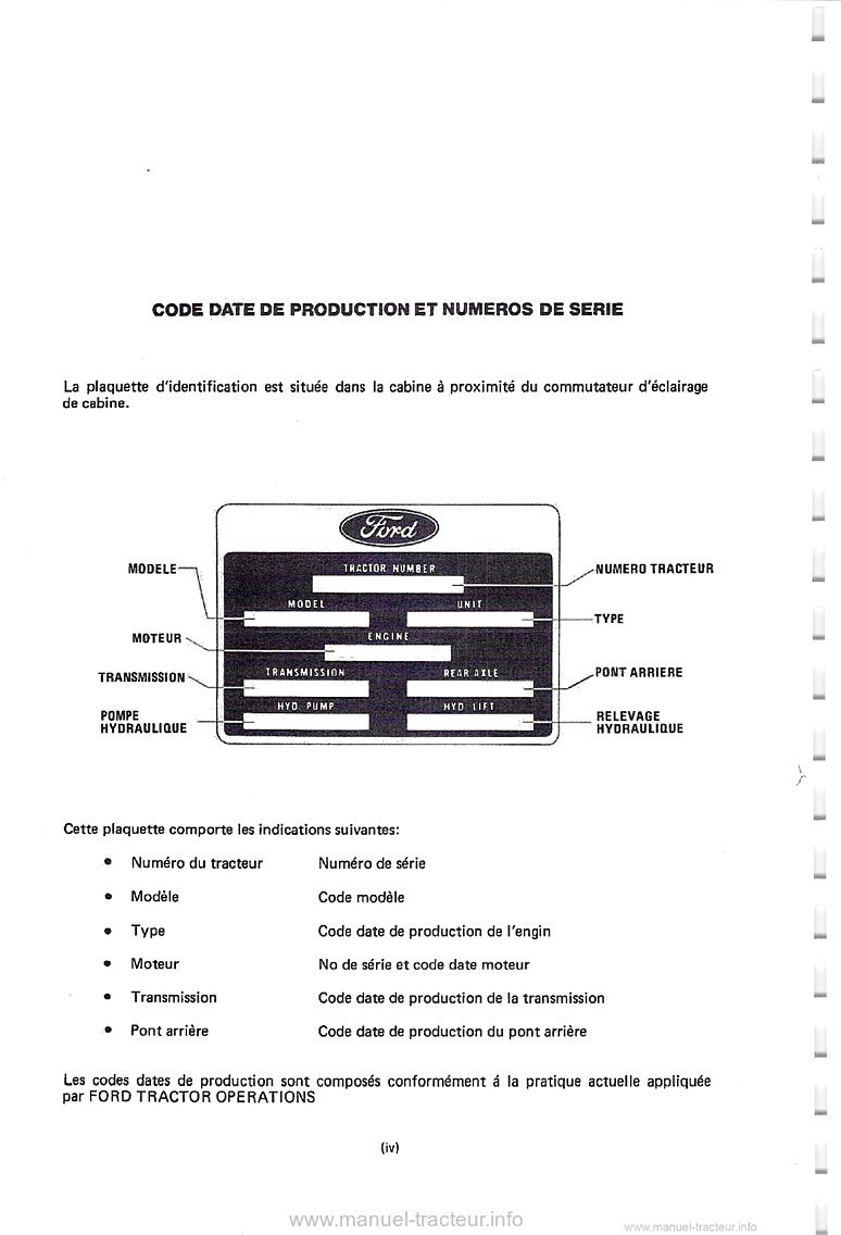 Troisième page du Manuel de réparation du tractopelle Ford 550