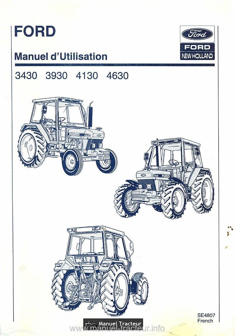 Première page du Manuel utilisation Ford 3430 3930 4130 4630