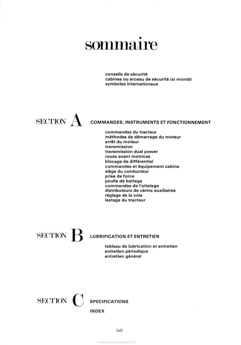 Deuxième page du Manuel utilisation tracteurs Ford 6710 7710 8210