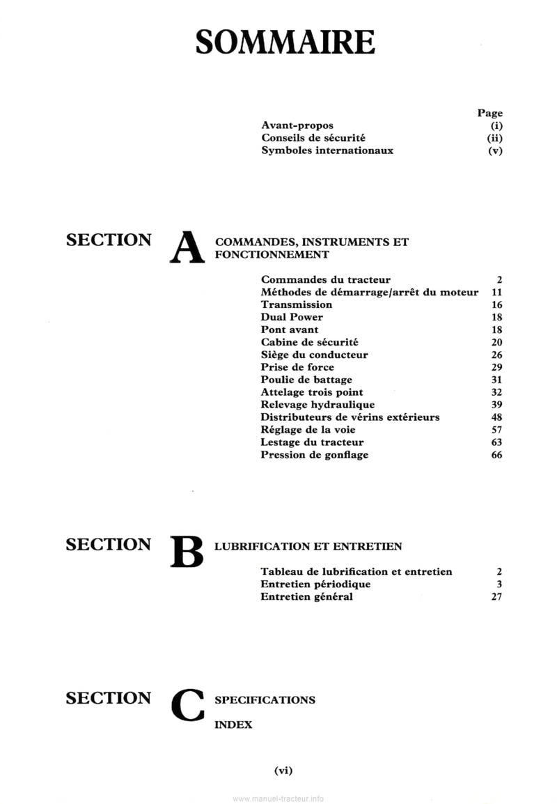 Deuxième page du Manuel utilisation tracteur Ford 7810