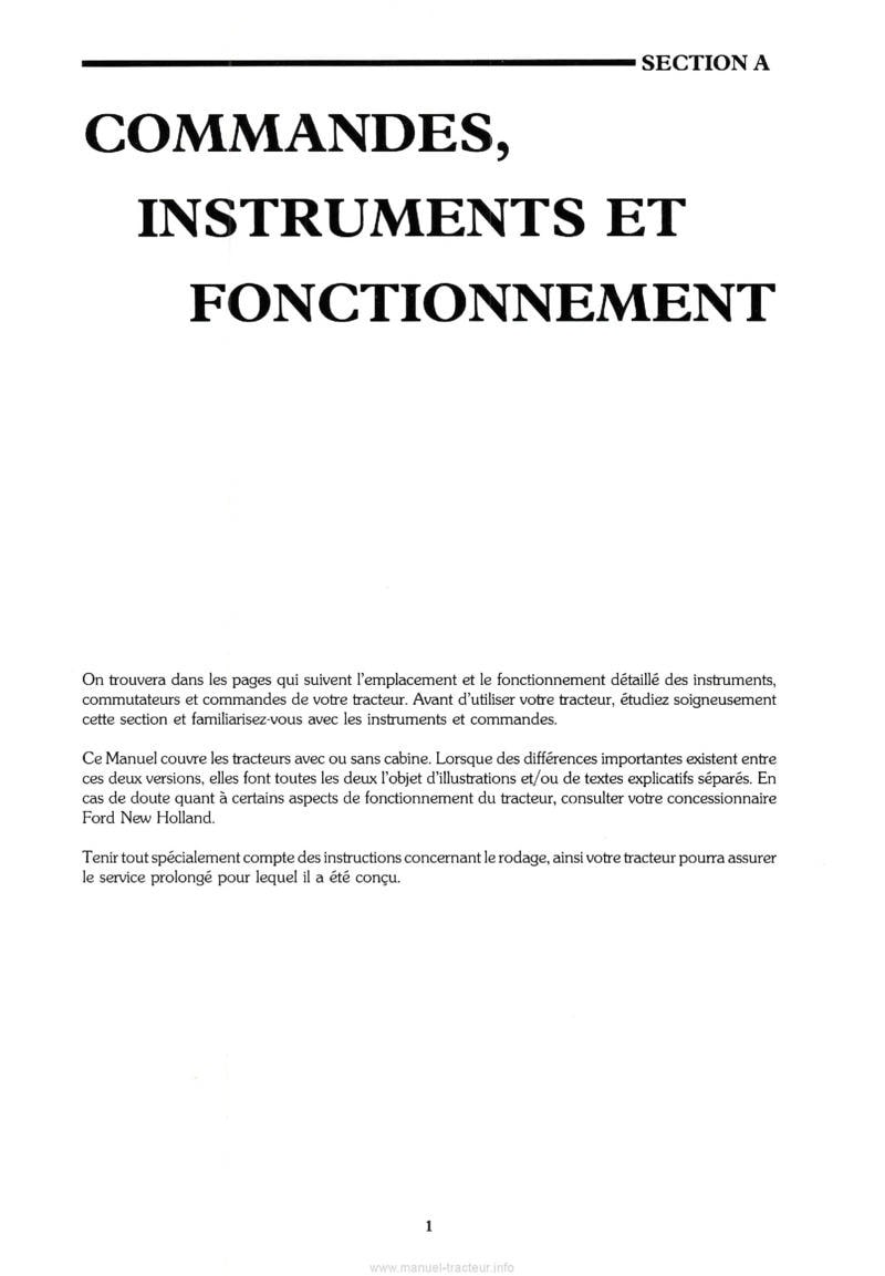 Troisième page du Manuel utilisation tracteur Ford 7810