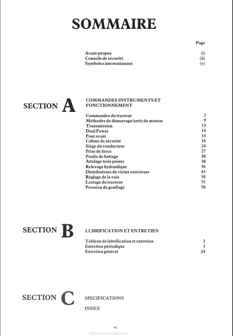 Troisième page du Manuel utilisation tracteur Ford 8210 avec Relevage Hydraulique Electro-Link