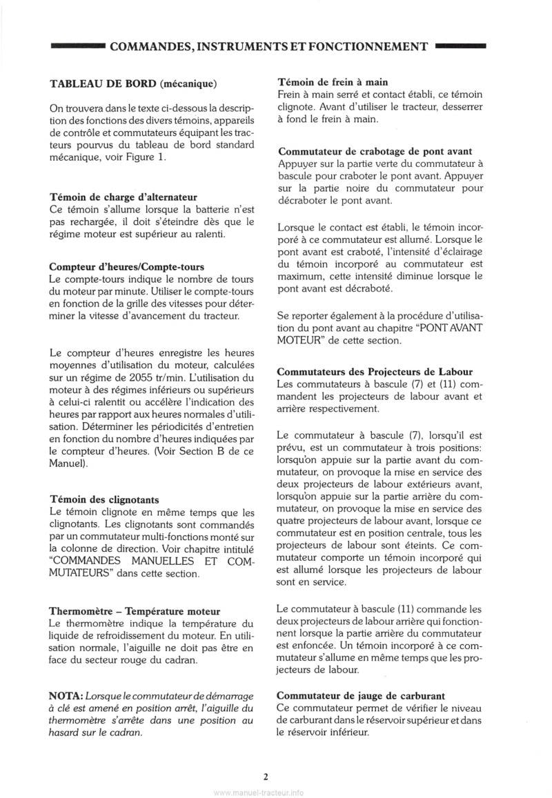 Cinquième page du Manuel utilisation tracteur Ford 8210 avec Relevage Hydraulique Electro-Link