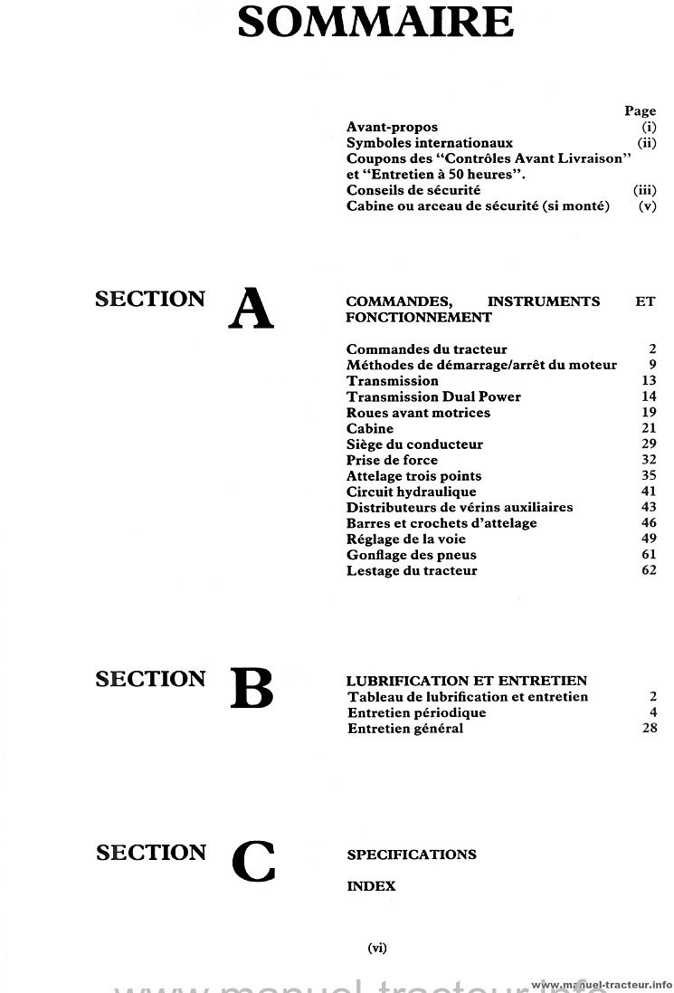 Troisième page du Manuel utilisation Ford New Holland 8530 8630 8730 8830