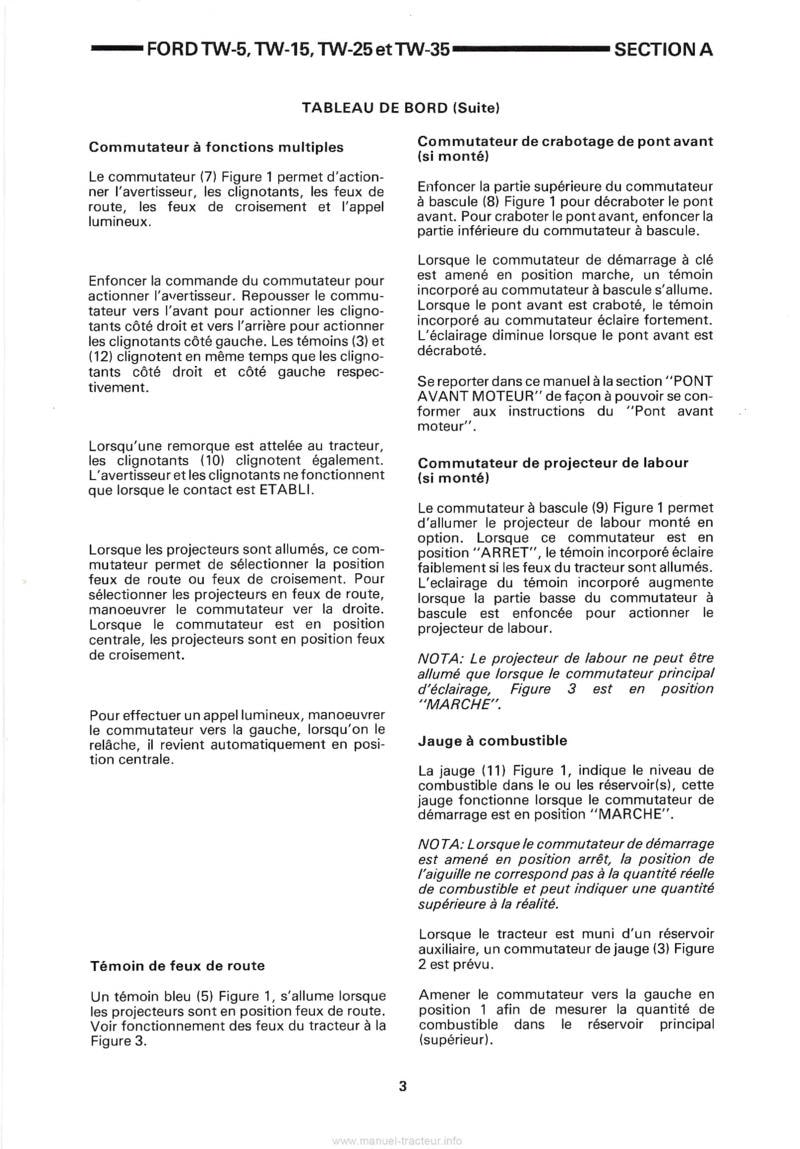 Sixième page du Manuel utilisation tracteurs Ford TW-5 TW-15 TW-25 TW-35