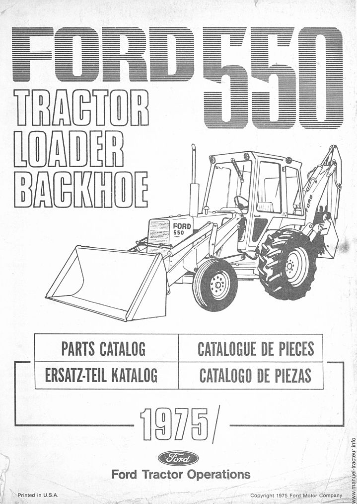 Première page du Catalogue pièces détachées tractopelle FORD 550