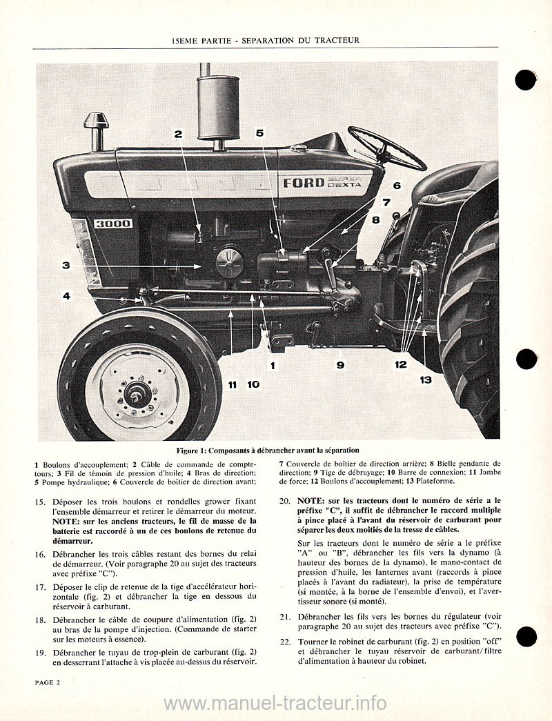 Troisième page du Manuel atelier FORD 2000 3000 4000 5000