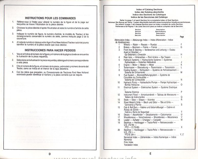 Quatrième page du Catalogue pièces détachées FORD 555c  655c