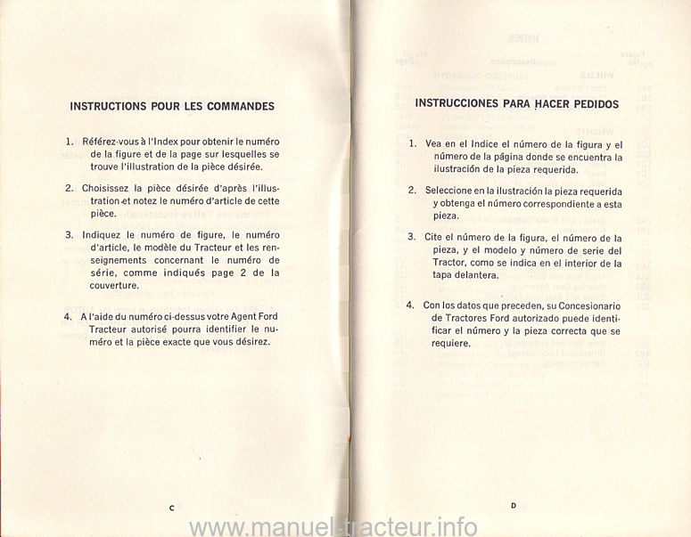 Quatrième page du Catalogue pièces détachées FORD Major 1965