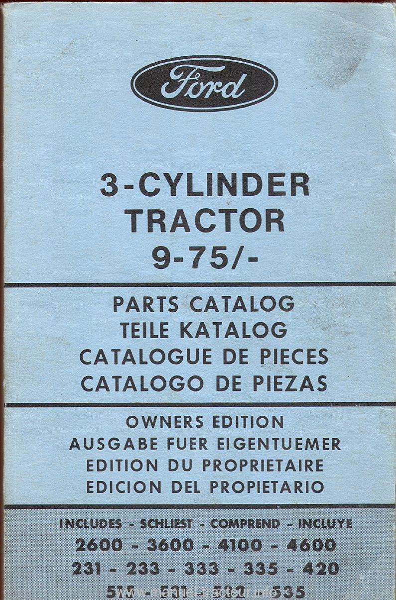 Première page du Catalogue pièces détachées FORD 2600 3600 4100 4600