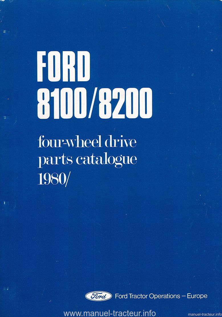 Première page du Catalogue de pièces détachées du pont avant schindler pour Ford 8100 et 8200