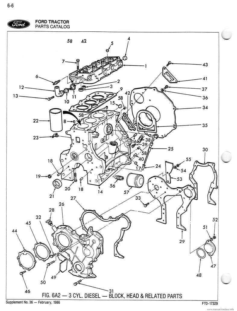 Sixième page du Catalogue pièces détachées FORD Séries 10 3 cylindres