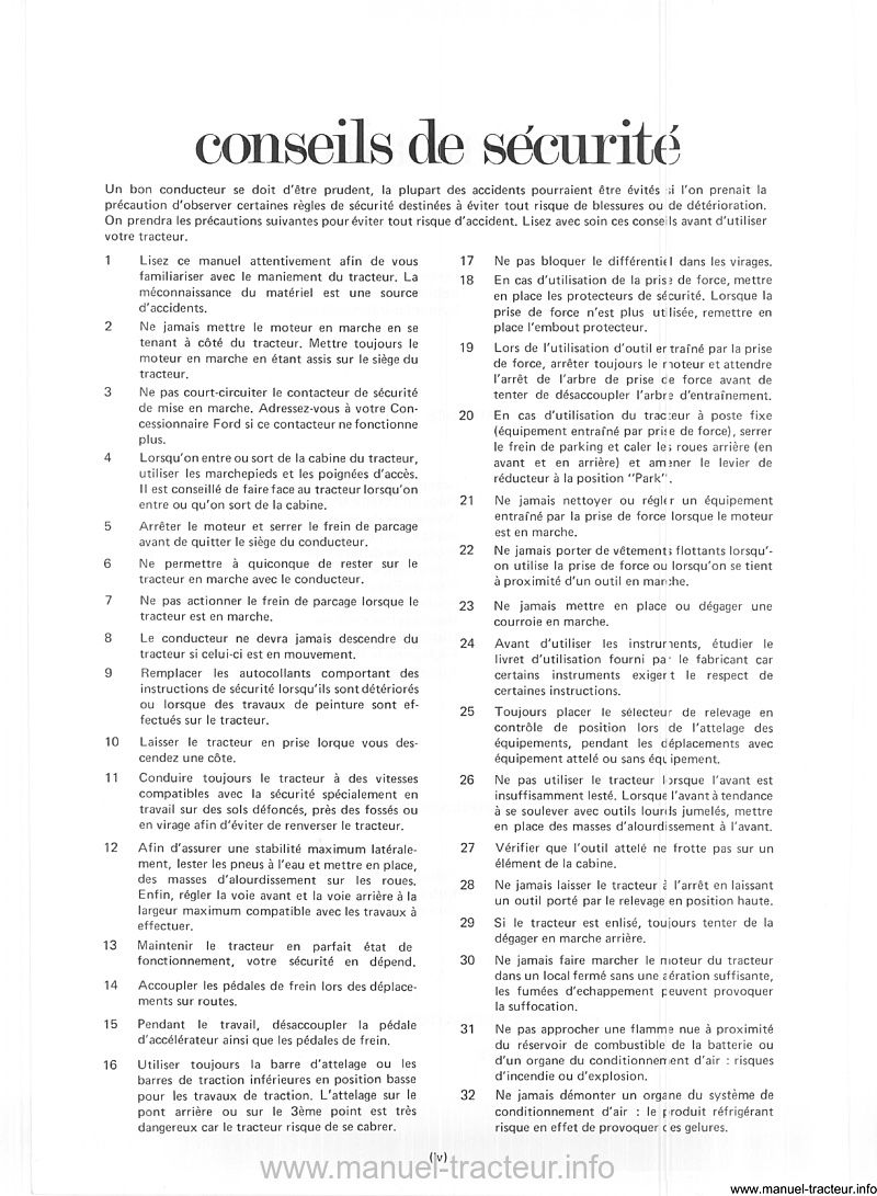 Cinquième page du manuel utilisation FORD 6700 7700