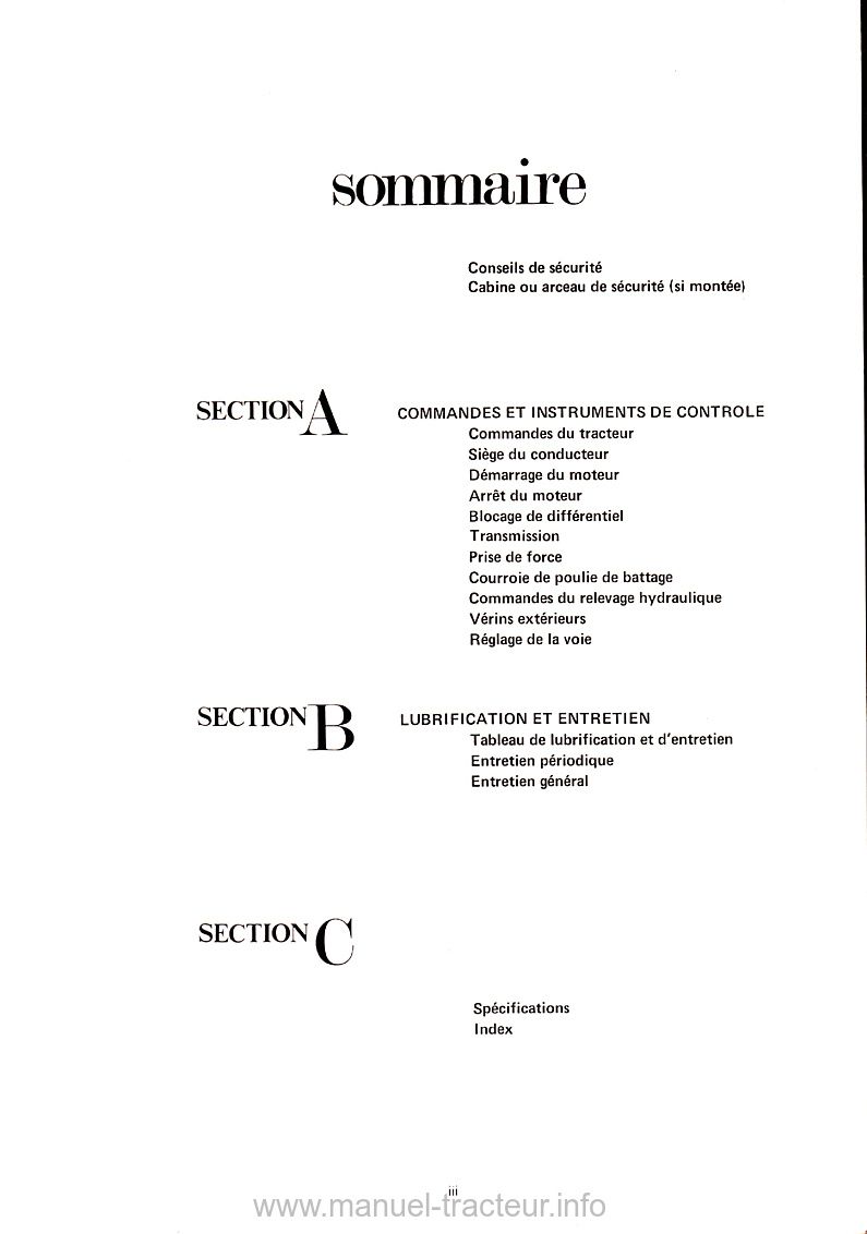 Quatrième page du manuel d'utilisation des tracteurs Ford 2600, 3600, 4100 et 4600 