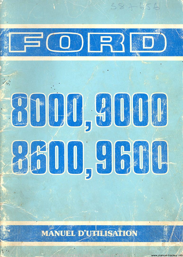 Première page du manuel d'utilisation des tracteurs Ford 8000, 9000, 8600 et 9600