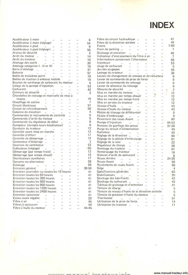 Deuxième page du manuel d'utilisation des tracteurs Ford 8000, 9000, 8600 et 9600