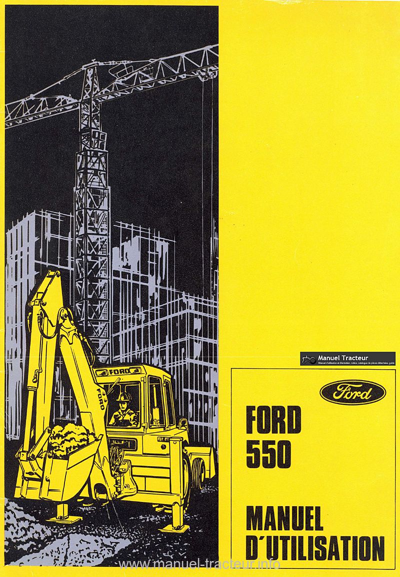 Première page du manuel utilisation tractopelle FORD 550