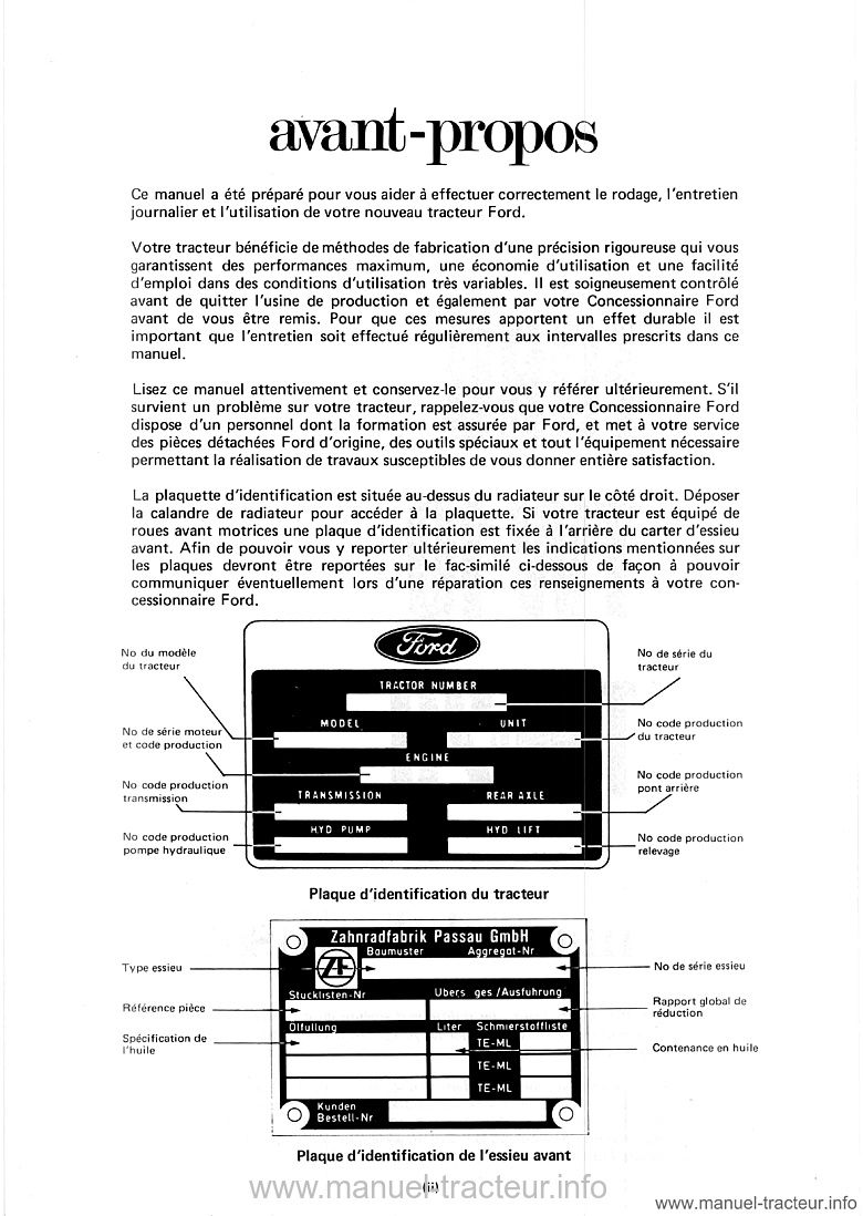 Troisième page du Manuel utilisation FORD TW 10 20