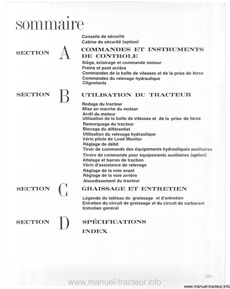 Quatrième page du manuel utilisation FORD 7000