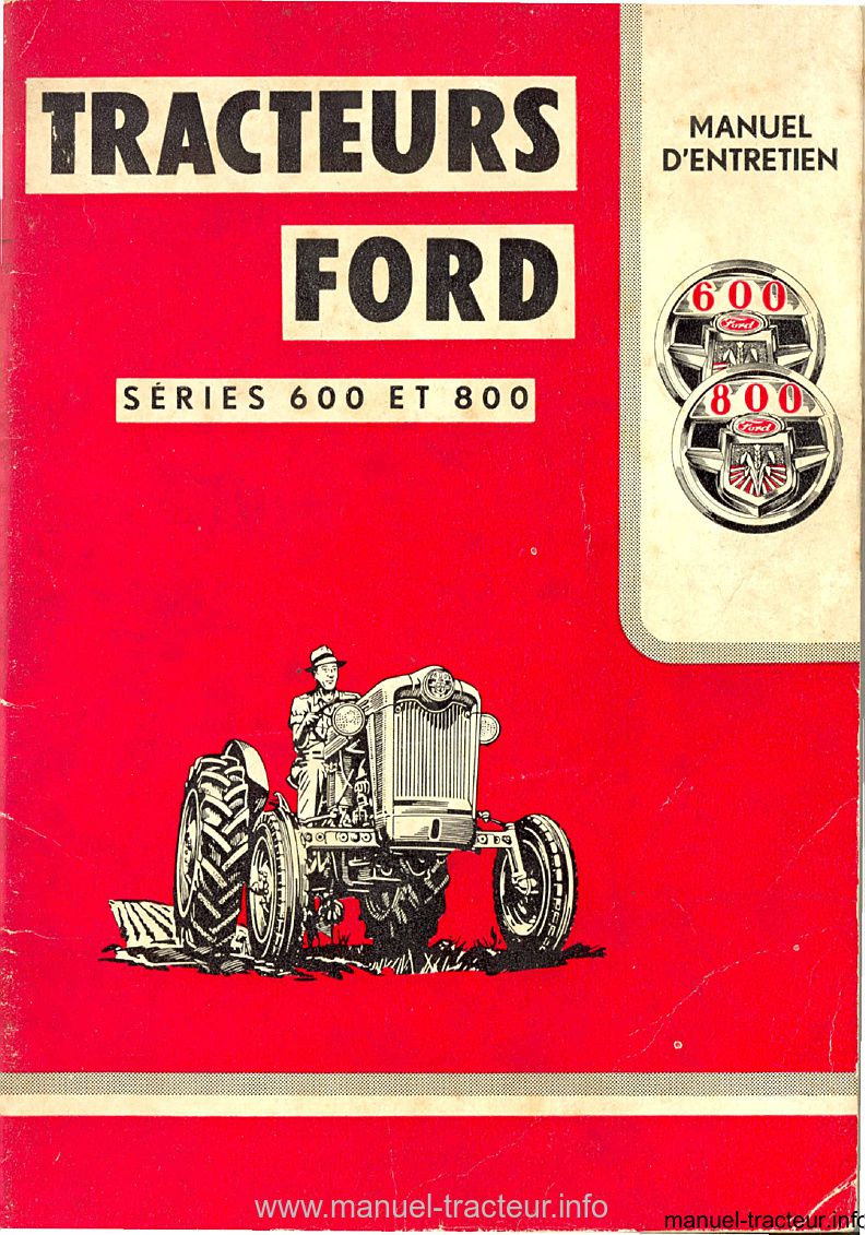 Première page du manuel entretien séries FORD 600 800