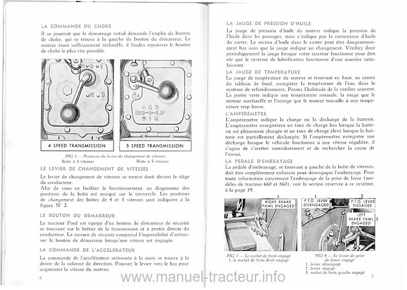 Cinquième page du manuel entretien séries FORD 600 800