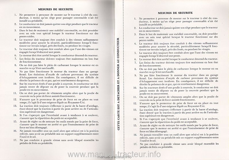 Deuxième page du manuel du conducteur des tracteurs County modèle 754