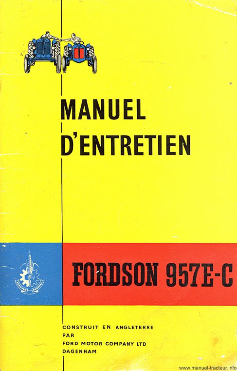 Première page du Manuel entretien FORDSON 957 E-C