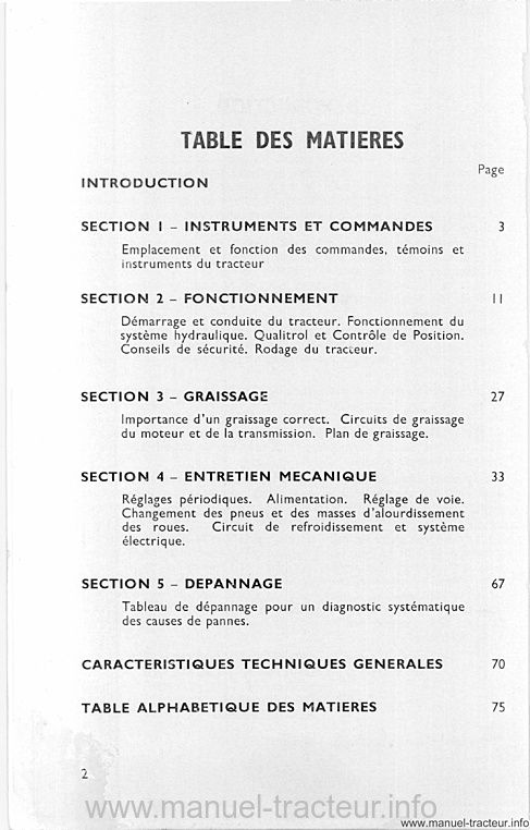 Quatrième page du Manuel entretien FORDSON 957 E-C